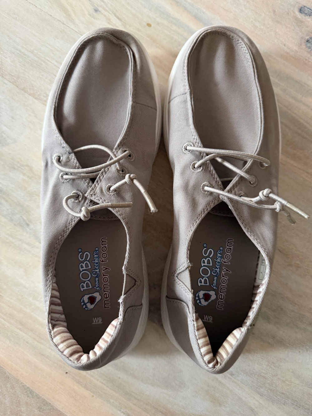 BOBS from Skechers Casual Canvas Lace-Up Sneakers - Light Beige 9W